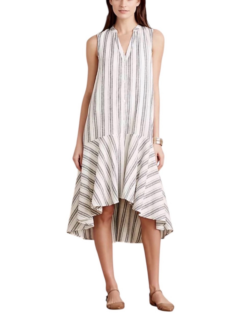 Anthropologie Maeve Inked Stripe Shirtdress Size Small